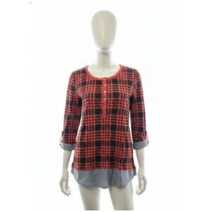 Tommy Hilfiger Womens Layered Look Shirt Top Blouse Size Small Petite NWT Red